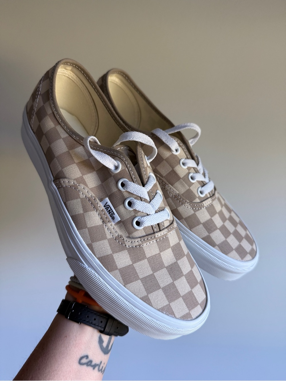 Vans Beige Checkerboard Authentic Sneakers